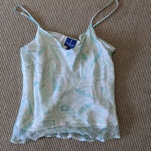 Flowy patterned aqua tank top